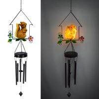 [COD] New outdoor solar sensor squirrel modern garden chime wrought iron house decorative hanging