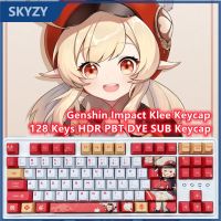 ~ 128 คีย์ Genshin Impact Klee Keycap โปรไฟล์เชอร์รี่อะนิเมะ PBT Dye Sub แป้นพิมพ์แบบกลไก Keycap