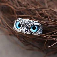 Retro Demon Eye Owl Ring For Women Girl Lovers Animal Open Adjustable Ring Statement Ring Jewelry Gift