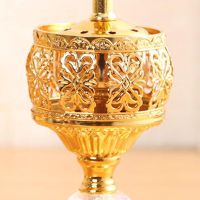 [Hot Sale] Lotus Flower Incense Burner, Vintage Metal Electroplate Golden Censer Holder Aromatpy Furnace