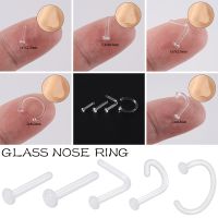 1PC Glass Transparent Nose Stud Straight Nose Ring Retainer Holder Nose Hoop Ring Body Piercing Jewelry 18g