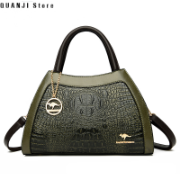 QUANJI Store เรียบง่ายเป็นที่นิยม Crossbody แบบกระเป๋ากระเป๋าสะพายบ่าของของผู้หญิงความจุขนาดใหญ่ลายแฟชั่นจระเข้ยุโรปและอเมริกาแบบย้อนยุคสินค้าใหม่