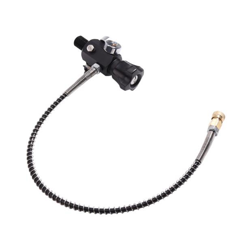 PCP Air Fill Station High Pressure 22 Inch Black Hose Line 4500psi With Adapter 