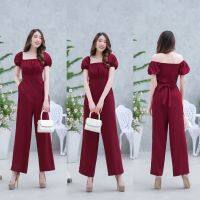 dee-ya shop เสื้อผ้าแฟชั่น Jumpsuit สีแดง พร้อมส่ง