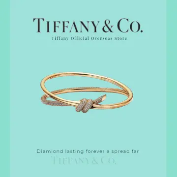 Tiffany Knot Double Row Hinged Bangle Bracelet in Yellow Gold with Diamonds, Size: Medium