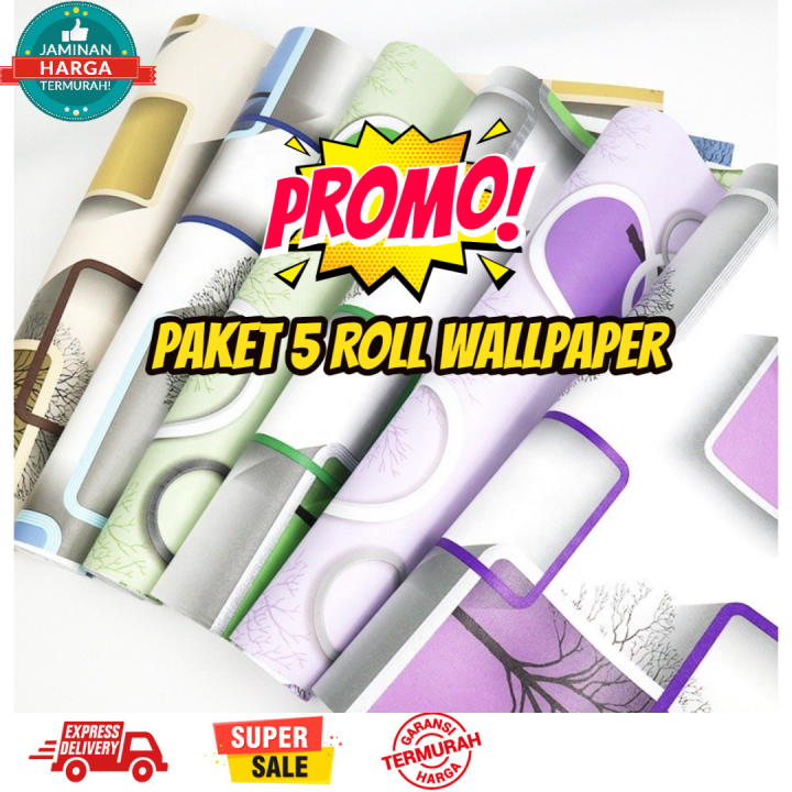 paket 5 roll wallpaper stiker dinding // stiker dinding kamar aesthetic