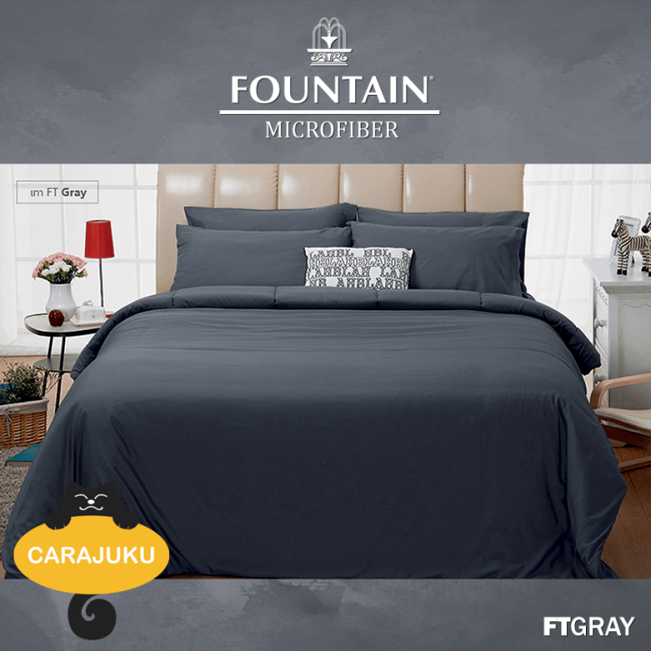 fountain-ชุดผ้าปูที่นอน-6-ฟุต-ไม่รวมผ้านวม-สีเทา-gray-ftgray-ชุด-5-ชิ้น-ฟาวเท่น-ชุดเครื่องนอน-ผ้าปู-ผ้าปูที่นอน-ผ้าปูเตียง