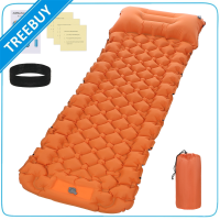 Camping Sleeping Pad พร้อมหมอนในตัวปั๊ม Ultralight Inflatable Sleeping Mat กันน้ำ Camping Air ที่นอนสำหรับ Backpacking เดินป่าเต็นท์เดินทาง