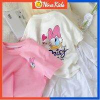 NINAKIDS เสื้อแขนสั้นสำหรับเด็กผู้หญิงทารกเสื้อยืดสำหรับเด็กผู้หญิงสำหรับเด็กดิสนีย์1-8ปี