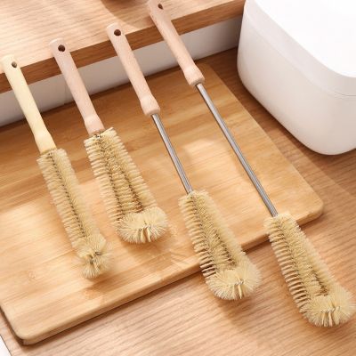 ❒▼ Wooden Long Handle Bottle Brush Kitchen Cleaning Tool Drink Wineglass Bottle Glass Cup Scrubber