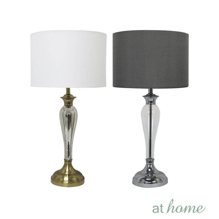 At Home Deluxe Gary Nordic Glass Table Lamp w/ Linen Shade For Home