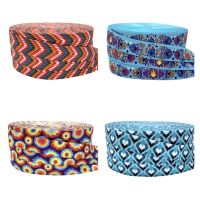 【CW】 10yards 15mm Geometry Chevron Fireworks Print Fold Over Elastic Ribbon For Sewing Hair Tie Strap Backpack Decoration Accessories