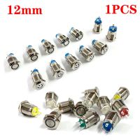 1PCS 12mm LED instantaneous metal button switch 3V 5V 6V12V 24V 220V self-recovery button automatic reset button waterproof LED