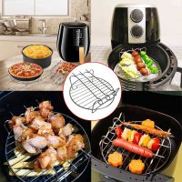 ชั้นวางของสองชั้นขนาด6/7/8นิ้ว,ชั้นวางหม้อทอด Air Fryer อเนกประสงค์เปลี่ยน Bbq ทรงกลมบ้านที่ติดกระจังหน้ารถออดี้อุปกรณ์ถาดอบไม้เสียบเบเกอรี่