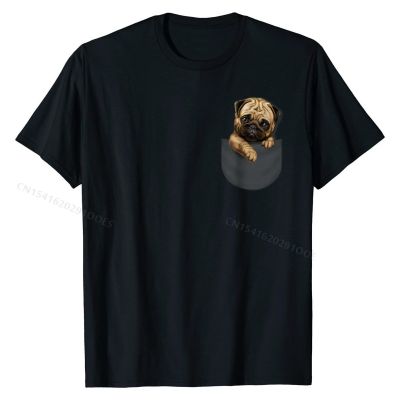 T-Shirt - Cute Pocket Pug Puppy, Dog cosie T Shirt for Men Cotton Tshirts Funny Cheap