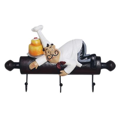 Wall Hanging Decoration Cute Decoration Chef Doll Wall Hanging Rack Hook Hanger Suitable for Family Kitchen Restaurant