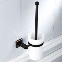 ﺴ☸ AUSWIND Black Toilet Brush Holder Oil Rubbed Solid Brass Ceramic Square Base Bathroom Accessories K9106