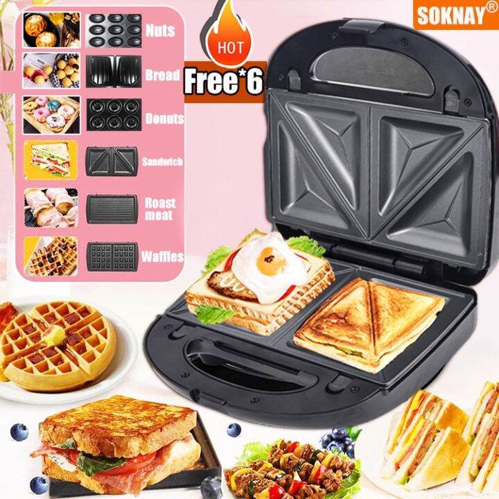 3 In-1 Electric Waffle Maker Grill Sandwich Cake Waffle Machine