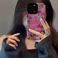 เคสโทรศัพท์หนังสุดหรูตุ๊กตาบาร์บี้สีชมพูน่ารักสำหรับ iPhone 14/13/12/11 Pro Max 12 13 Mini 6 6S 7 8 Plus X XR XS Max ปลอกด้านหลังกันกระแทกแบบนิ่มเคสโทรศัพท์แฟชั่นที่สร้างสรรค์พร้อมเลนส์กล้องคลุมทั้งหมดฝาครอบป้องกัน