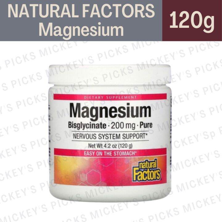Natural factors, Magnesium Bisglycinate, Pure, 200 mg, 4.2 oz (120 g) Lazada PH