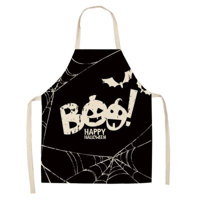 1 Pcs Pumpkin Witch Horror Happy Halloween Kitchen Aprons for Woman Man Home Cooking Baking Shop Cleaning Cotton Linen Apron
