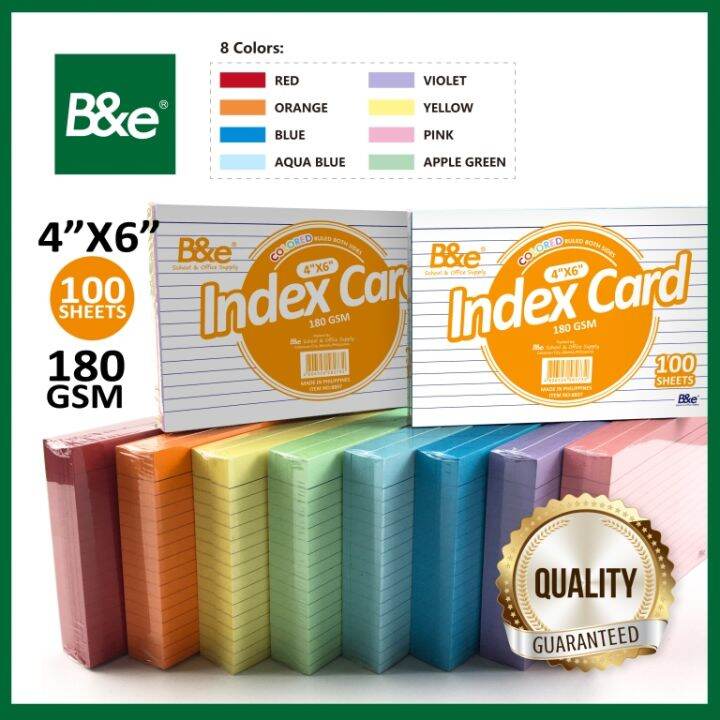 Bnesos B&e School Office Supplies B&e Colored Index Card 4x6 100Sheets ...