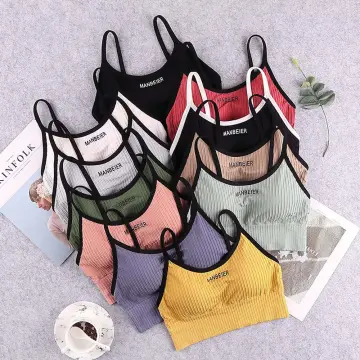 Top Female Sexy Bras Spaghetti Strap Crop Tops Wirefree Brassiere Fashion  Camisole Seamless Underwear Top With Built In Bra 