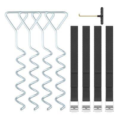 Trampoline Stakes Heavy Duty Trampoline Parts, Corkscrew Shape Steel Stakes Anchor Kit for Trampolines