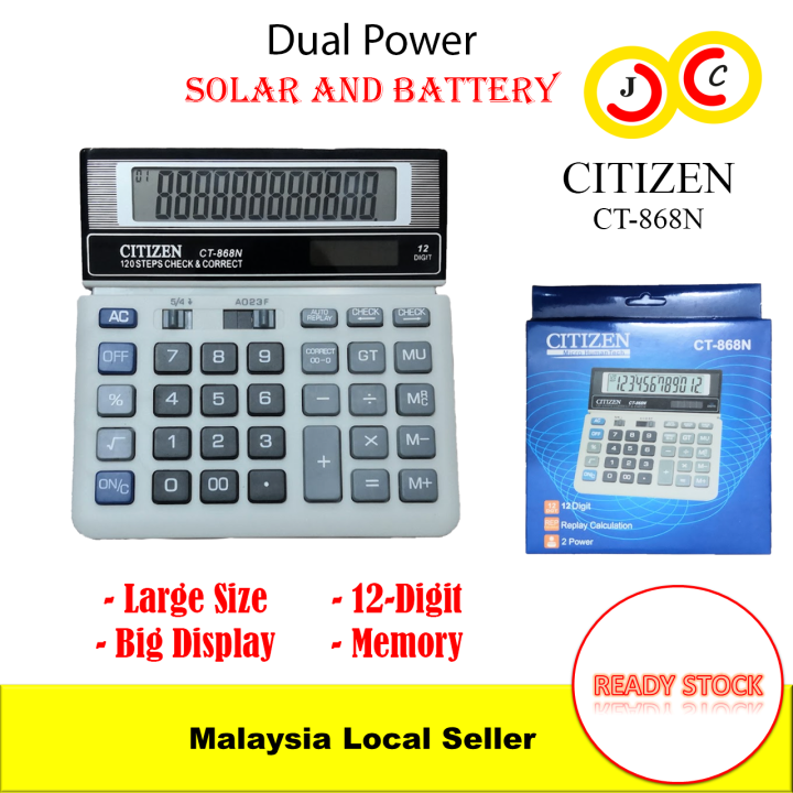 Ready Stock Citizen CT868N 12 Digit Large Size Desktop Calculator Big