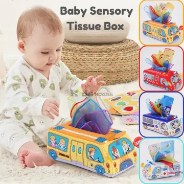 Fisher-Price Tissue Fun Activity Cube Baby Sensory Crinkle Toys for Newborns