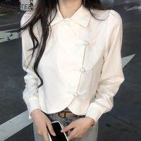 ✹  S-3XL Shirt Women Spring Solid Simple Fashion Stylish Chinese Style Aesthetic Graceful Sweet Girls Chic Chemise Femme Basic Ins