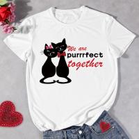 Valentine Day Tshirts We Are Perfect Together Cat Print Tshirt Cotton Tees Sxxxl