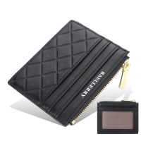 New And Fashion Short Card Bag Women Diamond Checkered Multi Card License Coin Purse Zipper Card Cover Card Holders