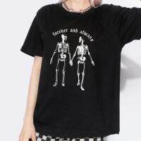 ตลอดกาลและเสมอSkeletonเสื้อยืดผู้หญิงPunk Streetwear Gothic Tshirtหญิงลำลองขนาดใหญ่แขนสั้นTee Grunge Tops