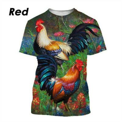 2022 Funny Rooster 3D Print Womens Mens Casual Short Sleeve T-Shirt Tops XS-5XL
