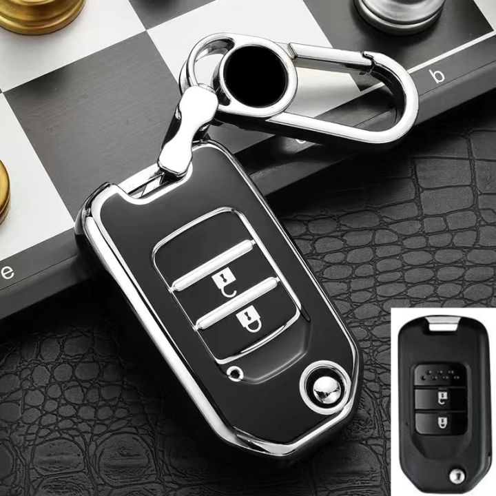 กุญแจรถหุ้มกุญแจรถ-tpu-สำหรับรถฮอนด้าโครเมียมการสะท้อนแสง-crv-accord-รถหุ้มกุญแจรถเมือง-hrv-brv-jazz-civic-chrome