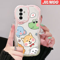 JIUMOO เคสปลอกสำหรับ Samsung กาแลคซี่ A13 A13 5G เคส A14 A04s ลายการ์ตูนน่ารักรูปช้างลูกสุนัขลายคลื่นเคสใสเนื้อครีมกันกระแทกป้องกันเลนส์กล้องโทรศัพท์กรอบซิลิโคนอ่อนนุ่ม