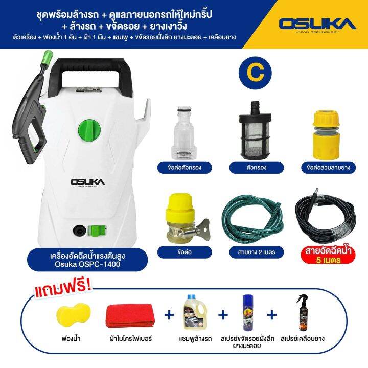 แรงกว่า-ใหม่กว่า-osuka-เครื่องฉีดน้ำแรงดันสูง-1400w-รุ่น-ops-1400-ที่ฉีดน้ำ-ทรงพลังแรงดันสูง-ปลอดภัย-เครื่องฉีดน้ำ