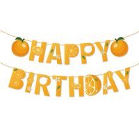 Summer Fruit Fresh Orange Juice Party Hawaii HAPPY BIRTHDAY Party Letter Hanging Banners Bunting Flag Baby Shower Party Banner Banners Streamers Confe