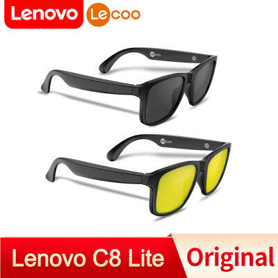 Lenovo Lecooo แว่นตา C8 Lite หูฟังบลูทูธไร้สาย5.3แว่นกันแดดกีฬากลางแจ้งหูฟัง HD หูฟังสำหรับเรียกไมโครโฟน