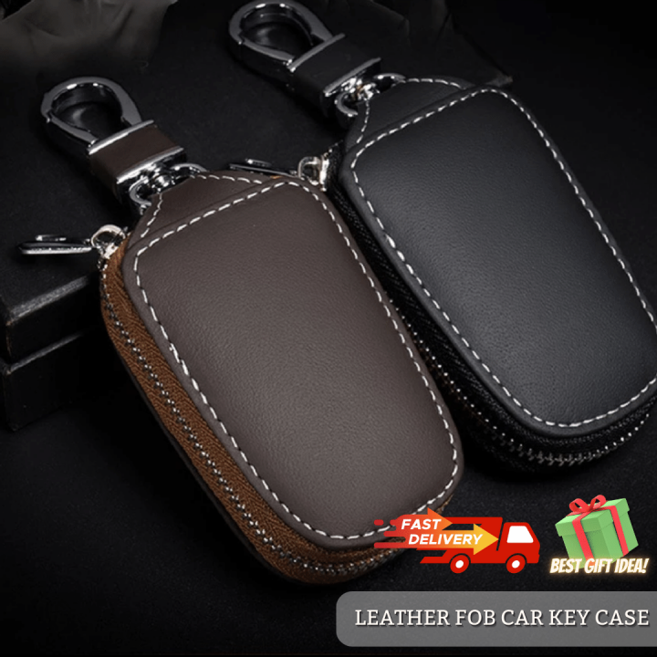 Leather Portable Car Key FOB Holder Case with Carabiner Key Holder Case