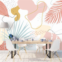 beibehang custom wallpaper 3d mural pastel pink and blue abstract leaves tropical wallpaper papel de parede home decor