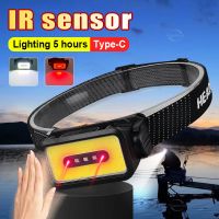 【lz】✻  Sensor LED recarregável farol portátil ao ar livre acampamento pesca cabeça lanterna 18650 luzes lanterna poderosa tocha cabeça lâmpada