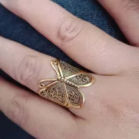 【Bubble Star】Butterfly Ring Solid 925 Pure Sterling Silver Filigree Butterfly Ring Statement Ring Butterfly Jewelry