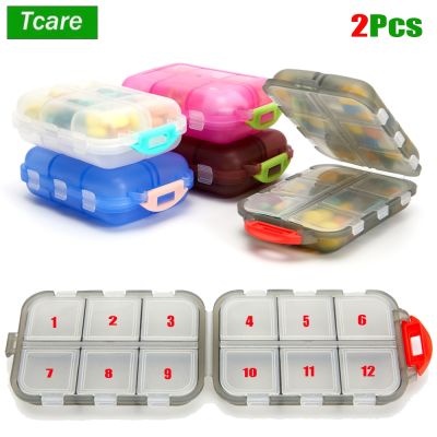 【LZ】 2Pcs Pill Box Organizer Travel 12 Grids Pill Case Tablets Wheat Straw Family Drug Divider Medicine Vitamin Holder Container New