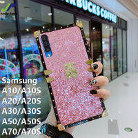 JieFieสำหรับSamsung A10 / A10S / A20 / A20S / A30 / A30S / A50 / A50S / A70 / A70S Luxury Glitterเคสโทรศัพท์แฟชั่นหนังสแควร์นุ่มTPUเคสครอบปกป้อง