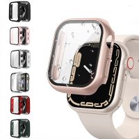 Cover Case for Apple Watch 8 7 Accessories 45mm 41mm 44mm 40mm 42mm 38mm Tempered Screen Protective Case iWatch Series 6 5 4 3SE