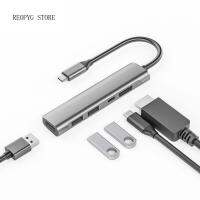 REOPYG ตัวแปลง USB แบบมัลติฟังก์ชั่น C แบบพกพา USB2.0 PD อุปกรณ์คอมพิวเตอร์ชาร์จไฟ Type-C ไปยัง PD USB C Hub 5 In 1 USB ฮับ5ใน1อะแดปเตอร์ Type C แท่นวางมือถือ