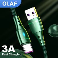 Olaf 3A USB Type C สายเคเบิลสำหรับ Samsung S10 S20 Xiaomi Mi 11 Huawei สาย USB C สำหรับชาร์จเร็ว USB สายเคเบิล Type-C ที่ชาร์จไฟไมโครยูเอสบีสาย USB