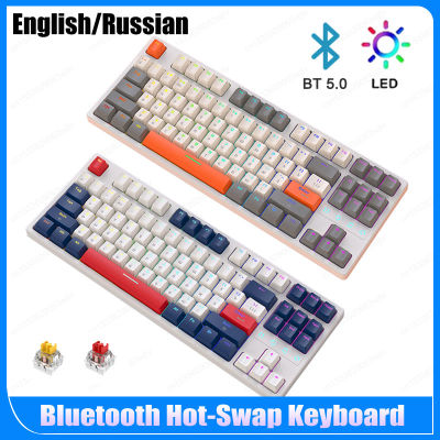 RGB LED Mechanical Keyboard Programmable Hot Swappable Keyboard DIY Type-C 2.4G คีย์บอร์ดเกมไร้สายบลูทูธ